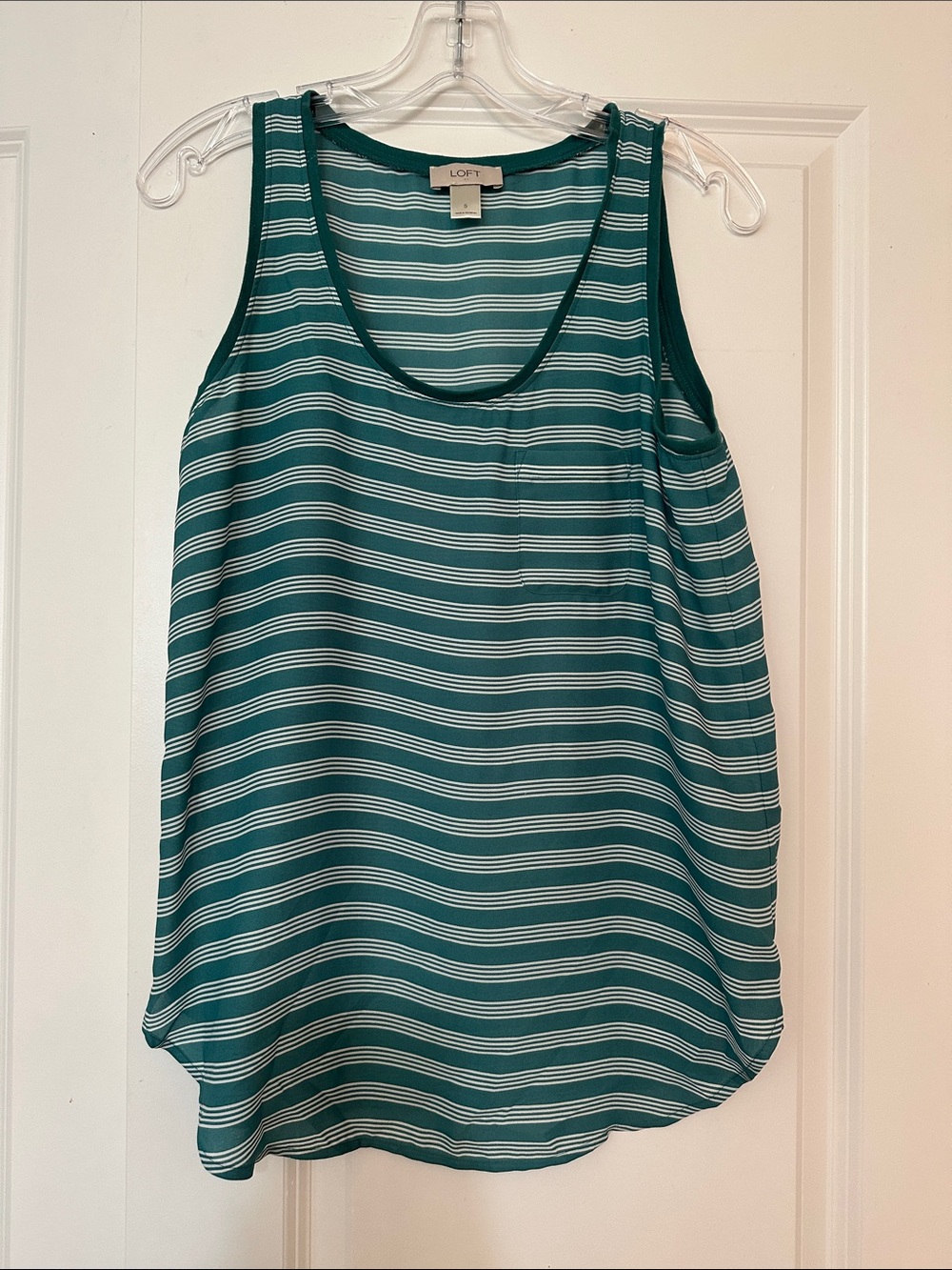 Loft size small Loft green and white striped tank top. Excellent Condition.